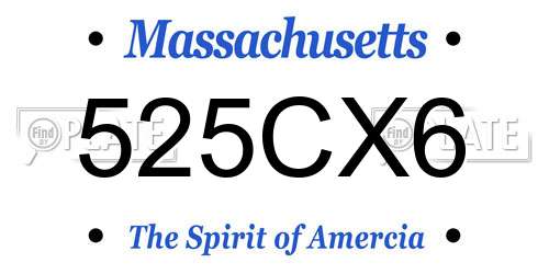 525CX6 Massachusetts License Plate
