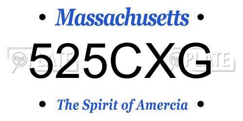 525CXG Massachusetts License Plate