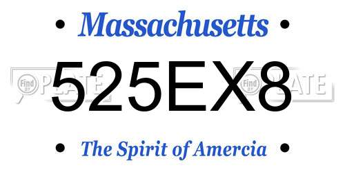 525EX8 Massachusetts License Plate