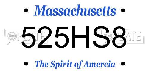 525HS8 Massachusetts License Plate