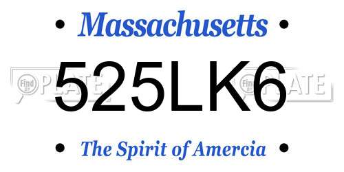 525LK6 Massachusetts License Plate