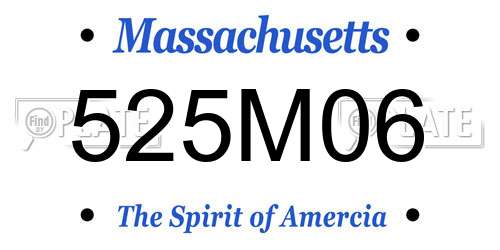 525M06 Massachusetts License Plate