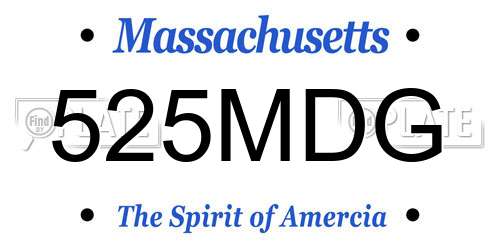 525MDG Massachusetts License Plate
