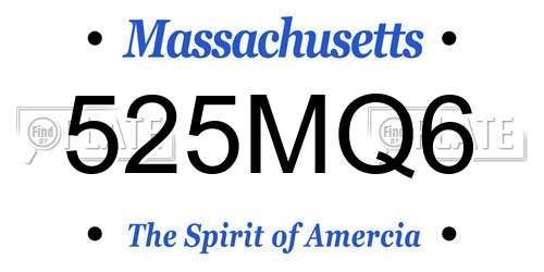525MQ6 Massachusetts License Plate