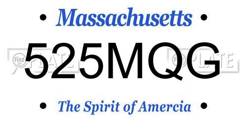 525MQG Massachusetts License Plate