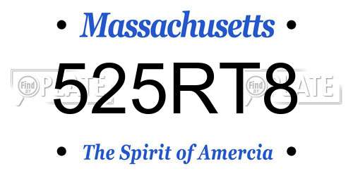 525RT8 Massachusetts License Plate