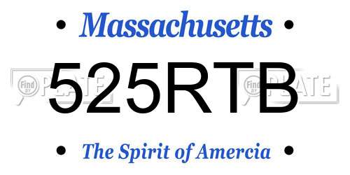 525RTB Massachusetts License Plate
