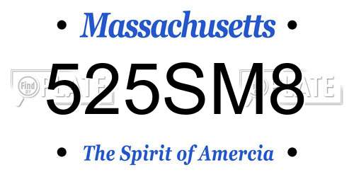 525SM8 Massachusetts License Plate