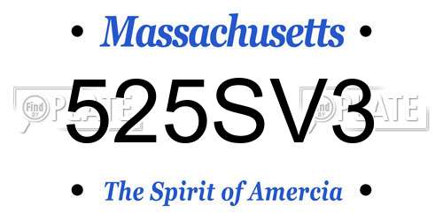 525SV3 Massachusetts License Plate