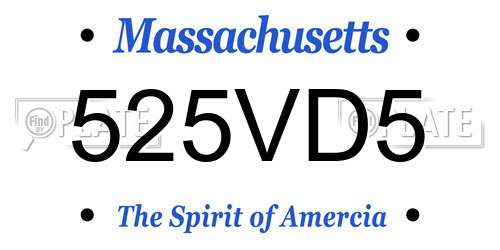 525VD5 Massachusetts License Plate