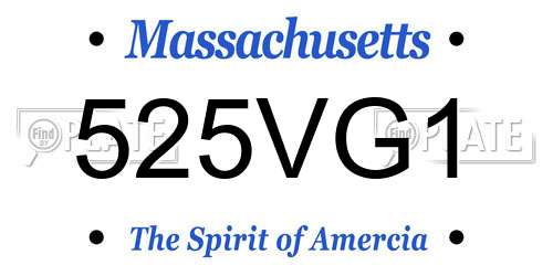 525VG1 Massachusetts License Plate