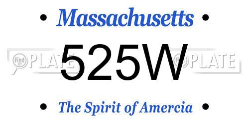 525W Massachusetts License Plate