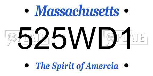 525WD1 Massachusetts License Plate