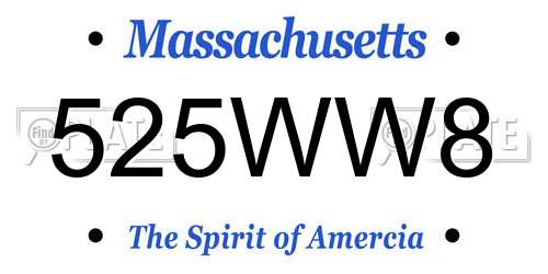 525WW8 Massachusetts License Plate