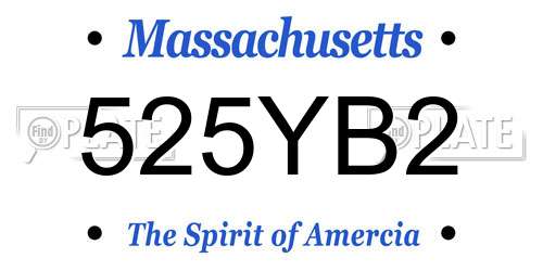 525YB2 Massachusetts License Plate