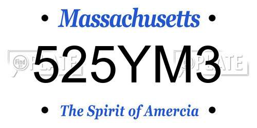 525YM3 Massachusetts License Plate