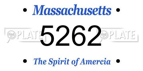 5262 Massachusetts License Plate