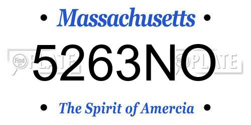 5263NO Massachusetts License Plate