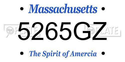 5265GZ Massachusetts License Plate