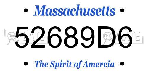 52689D6 Massachusetts License Plate