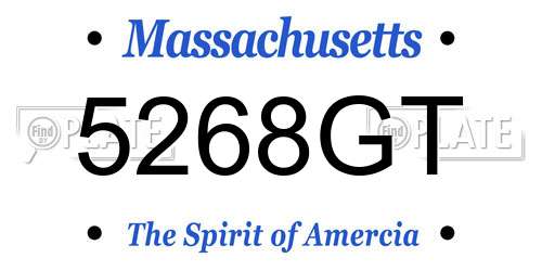 5268GT Massachusetts License Plate