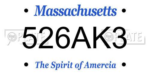 526AK3 Massachusetts License Plate