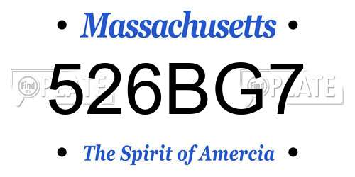 526BG7 Massachusetts License Plate