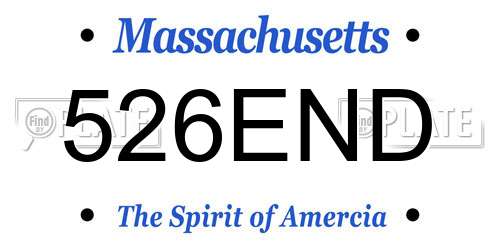 526END Massachusetts License Plate