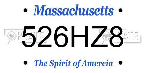 526HZ8 Massachusetts License Plate