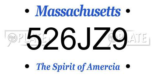 526JZ9 Massachusetts License Plate