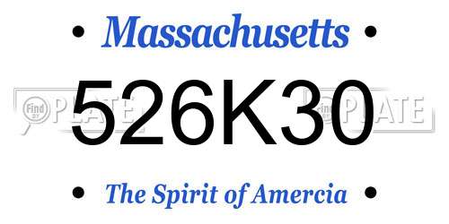 526K30 Massachusetts License Plate