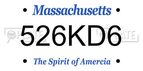 526KD6 Massachusetts License Plate