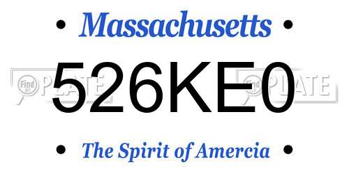 526KE0 Massachusetts License Plate