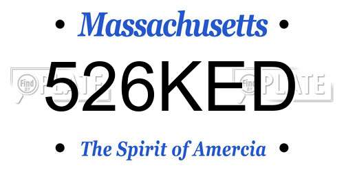 526KED Massachusetts License Plate