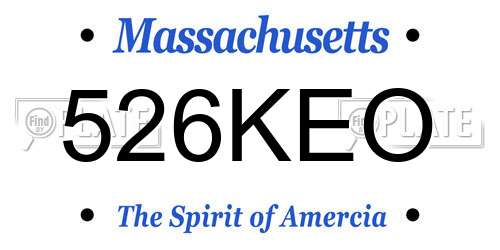 526KEO Massachusetts License Plate