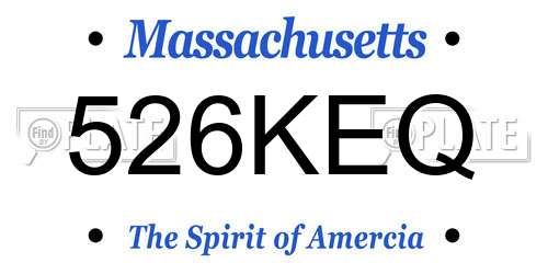 526KEQ Massachusetts License Plate