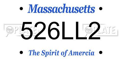 526LL2 Massachusetts License Plate