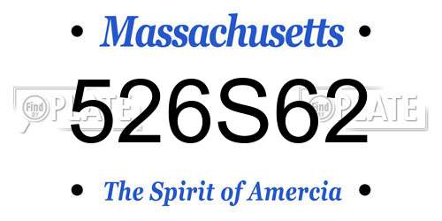 526S62 Massachusetts License Plate