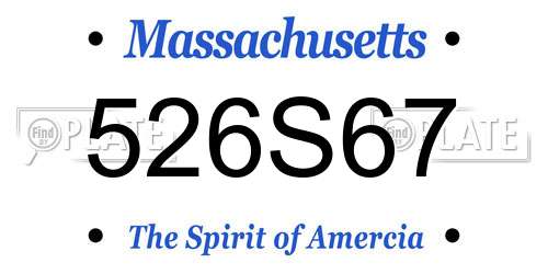 526S67 Massachusetts License Plate