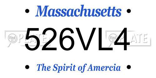 526VL4 Massachusetts License Plate
