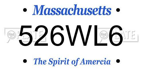 526WL6 Massachusetts License Plate