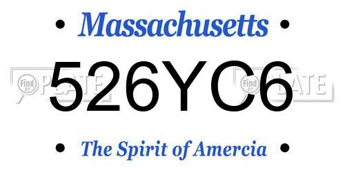 526YC6 Massachusetts License Plate