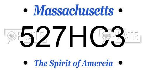 527HC3 Massachusetts License Plate