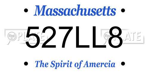 527LL8 Massachusetts License Plate