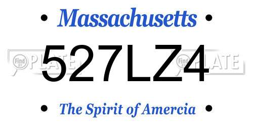 527LZ4 Massachusetts License Plate