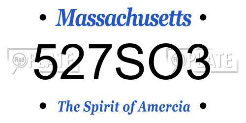 527SO3 Massachusetts License Plate