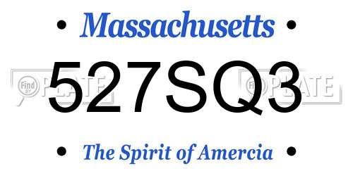 527SQ3 Massachusetts License Plate