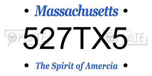 527TX5 Massachusetts License Plate
