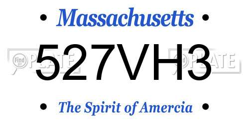 527VH3 Massachusetts License Plate