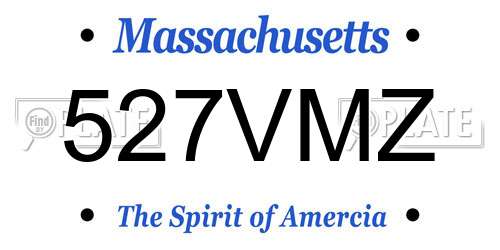 527VMZ Massachusetts License Plate